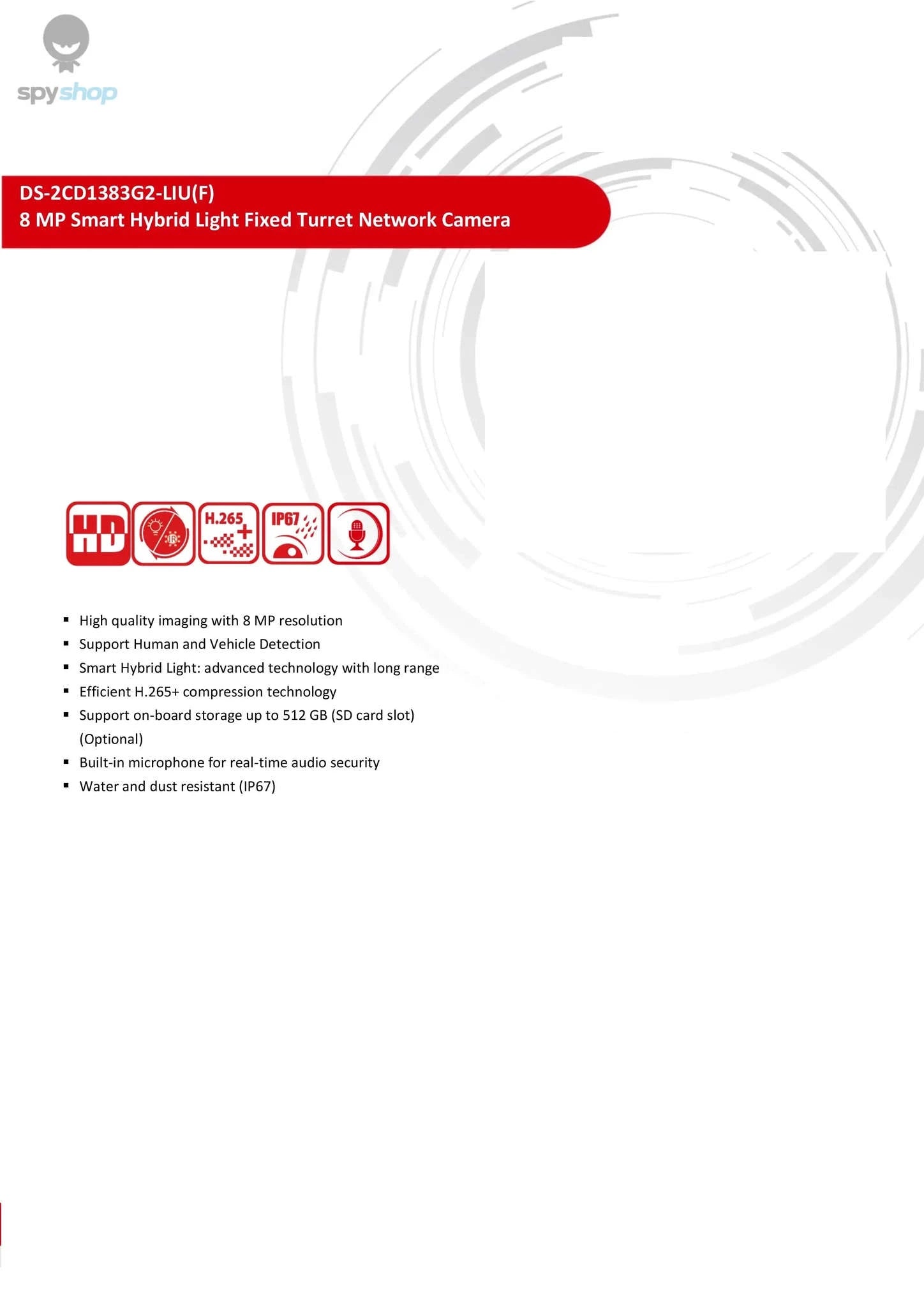 Hikvision 8MP IP Camera – 4K Turret, Color Night Vision, AI Detection-DS-2CD1383G2-LIUF / Australia / 2.8mm