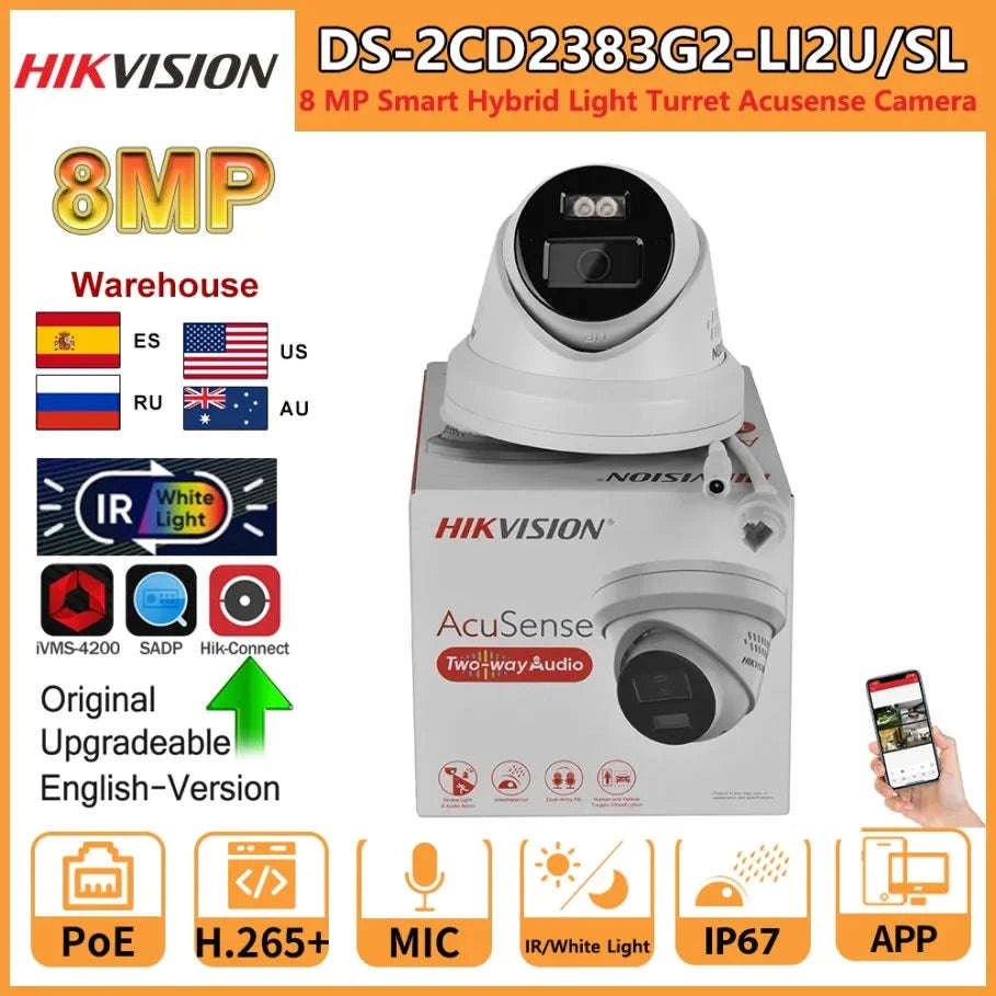 Hikvision 8MP IP Camera DS-2CD2383G2-LI2U/SL-DS-2CD2383G2-LI2U-SL / 2.8mm / spain