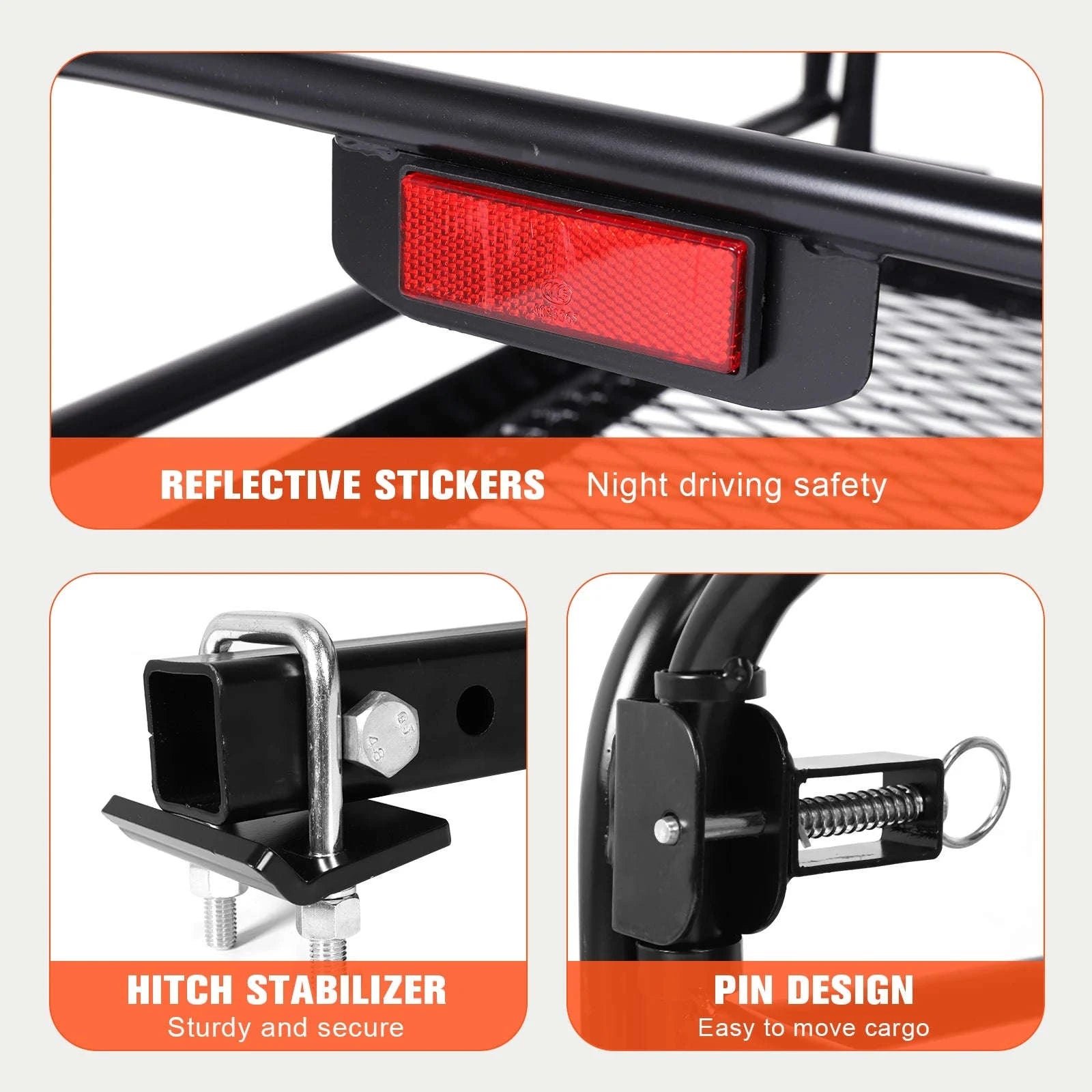 Hitch Cargo Carrier 500 LBS with Hitch Stabilizer for 2-Inch Receiver-United States