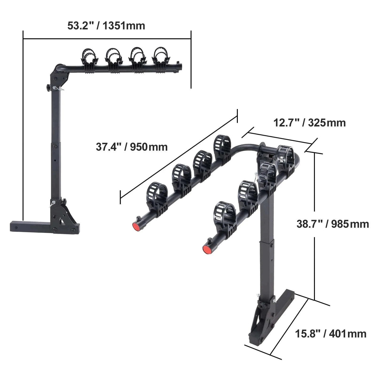 Hitch Mount Bike Rack, 1-2 Bike Platform Carrier with Tilt and Fold-2x160 / france