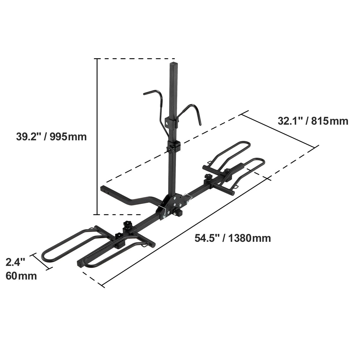 Hitch Mount Bike Rack, 1-2 Bike Platform Carrier with Tilt and Fold-2x160 / france