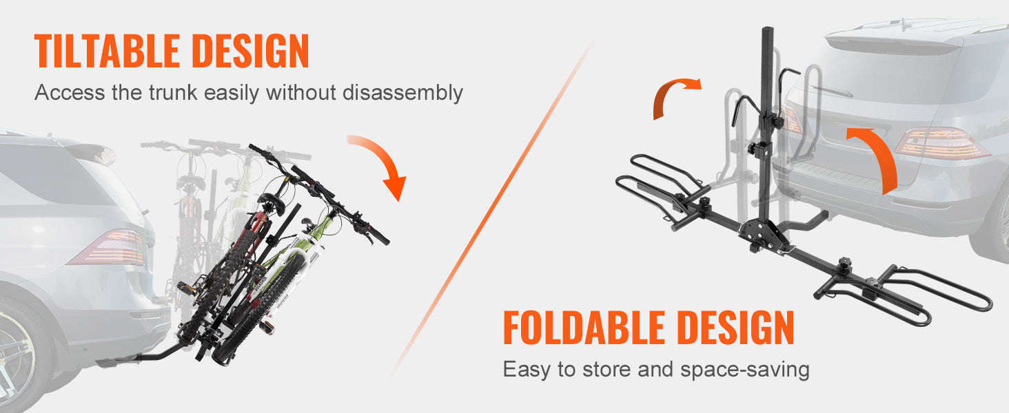 Hitch Mount Bike Rack, 1-2 Bike Platform Carrier with Tilt and Fold-2x160 / france