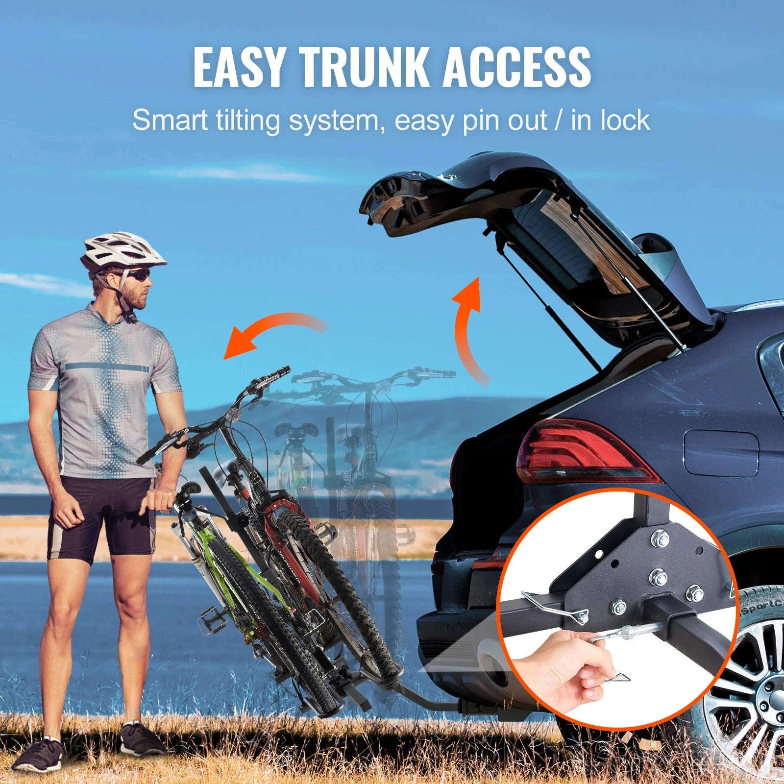 Hitch Mount Bike Rack, 1-2 Bike Platform Carrier with Tilt and Fold-2x160 / france
