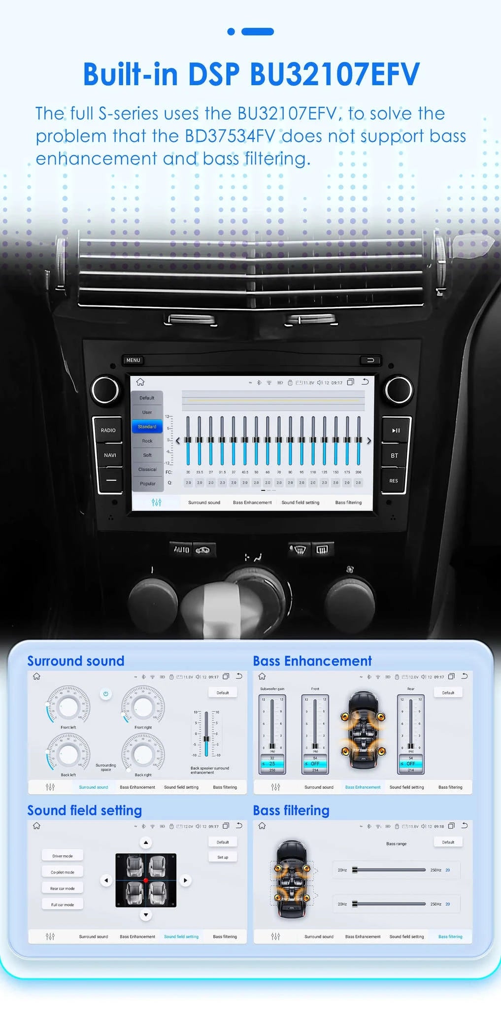 HIZPO 7-Inch Android Car Radio with CarPlay for Opel-S6 Black / france