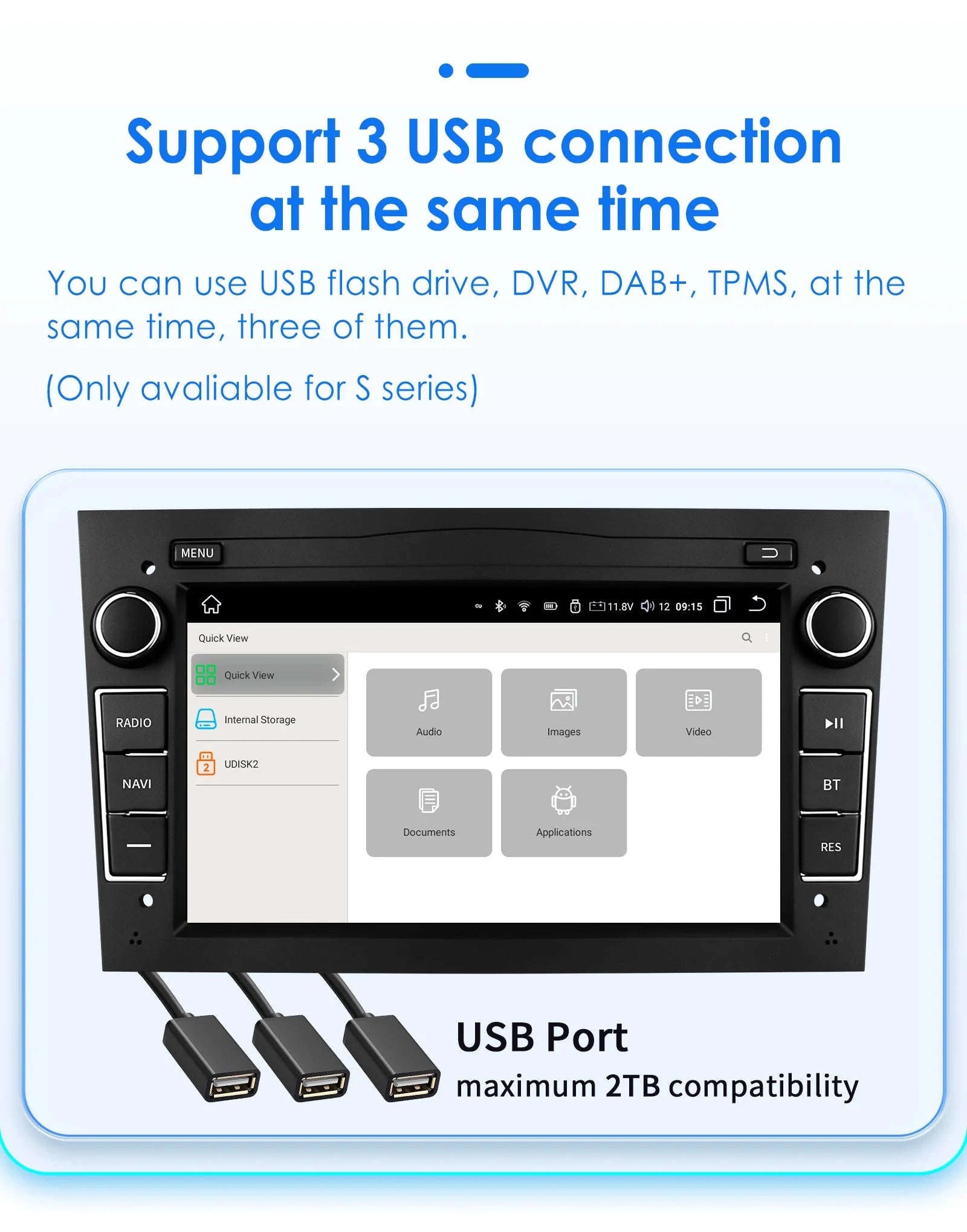 HIZPO 7-Inch Android Car Radio with CarPlay for Opel-S6 Black / france