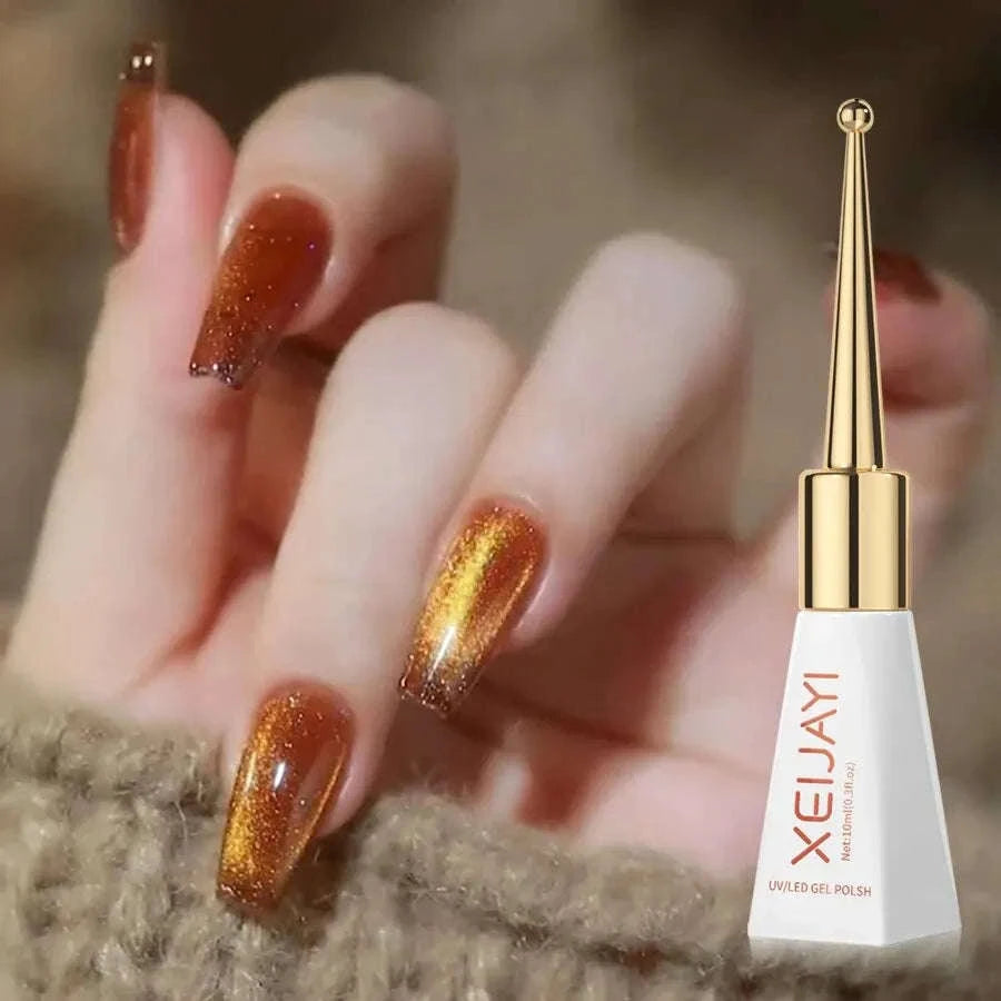 Holographic Mirror Cat Eye Gel Polish-Mirror White Cat Eye