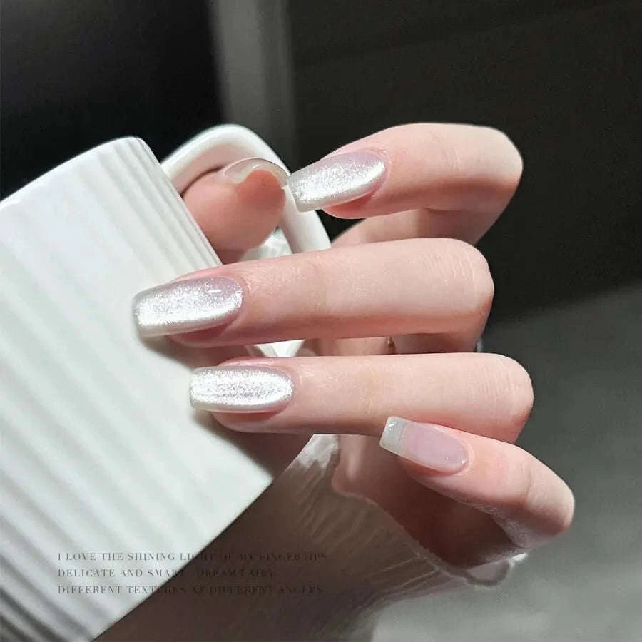 Holographic Mirror Cat Eye Gel Polish-Mirror White Cat Eye