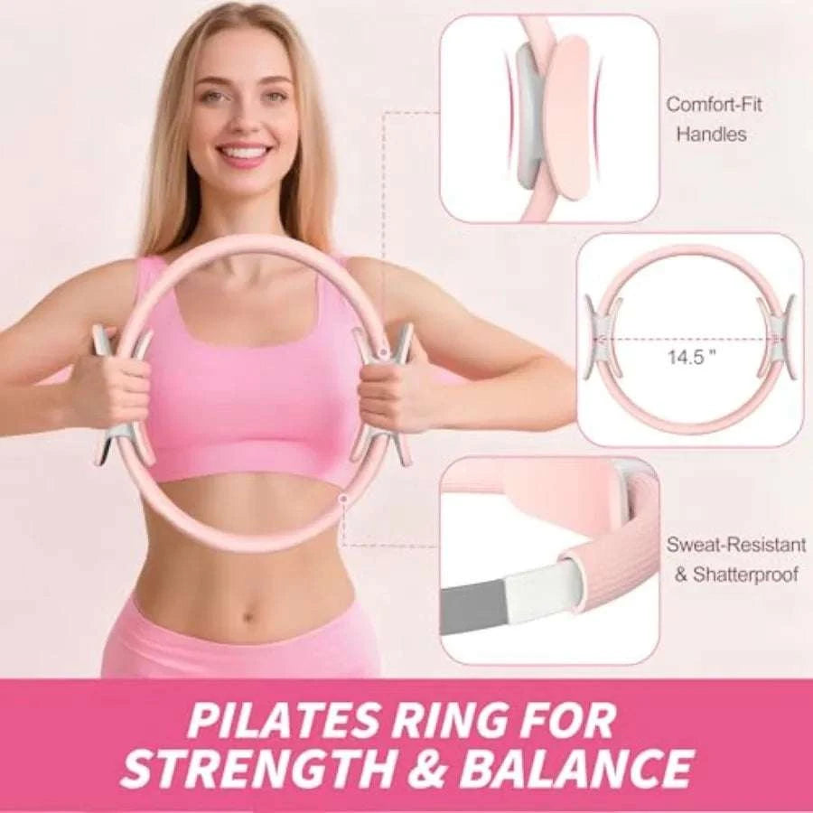 Home Pilates Workout Kit with Ring, Ball, Bands & Grip Socks-United States