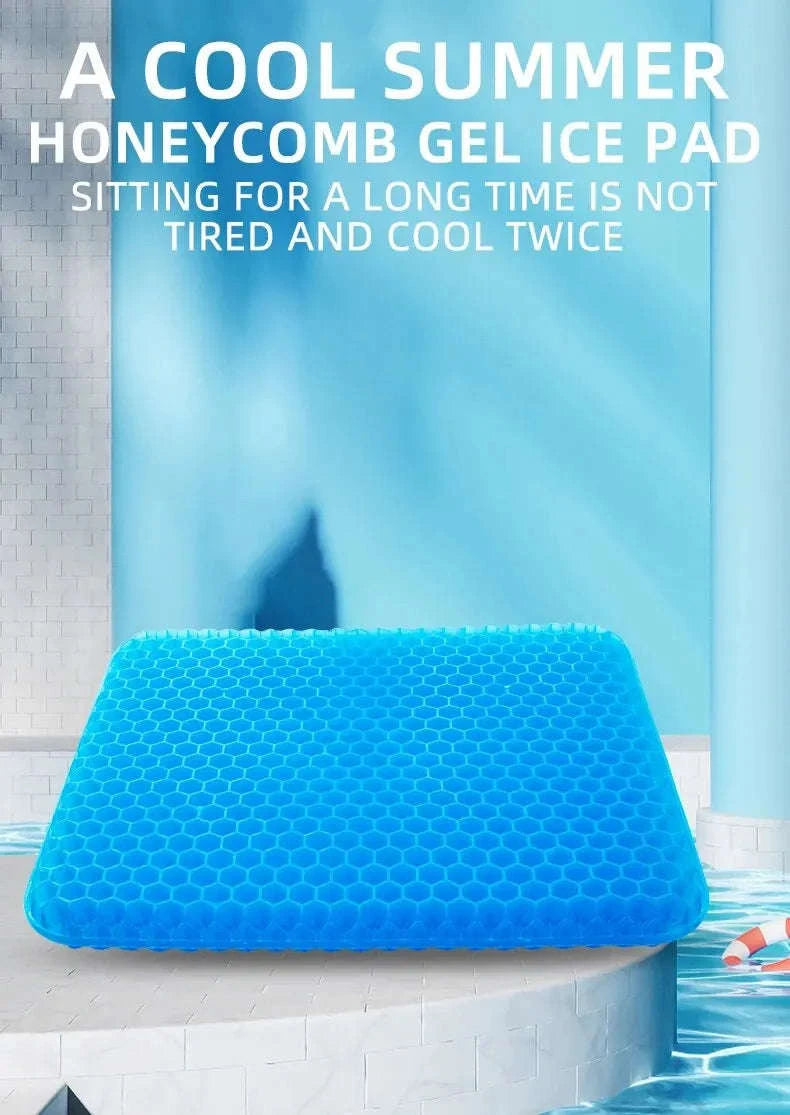 Honeycomb Gel Cushion for Enhanced Seating Comfort-Blue / 40x35cm