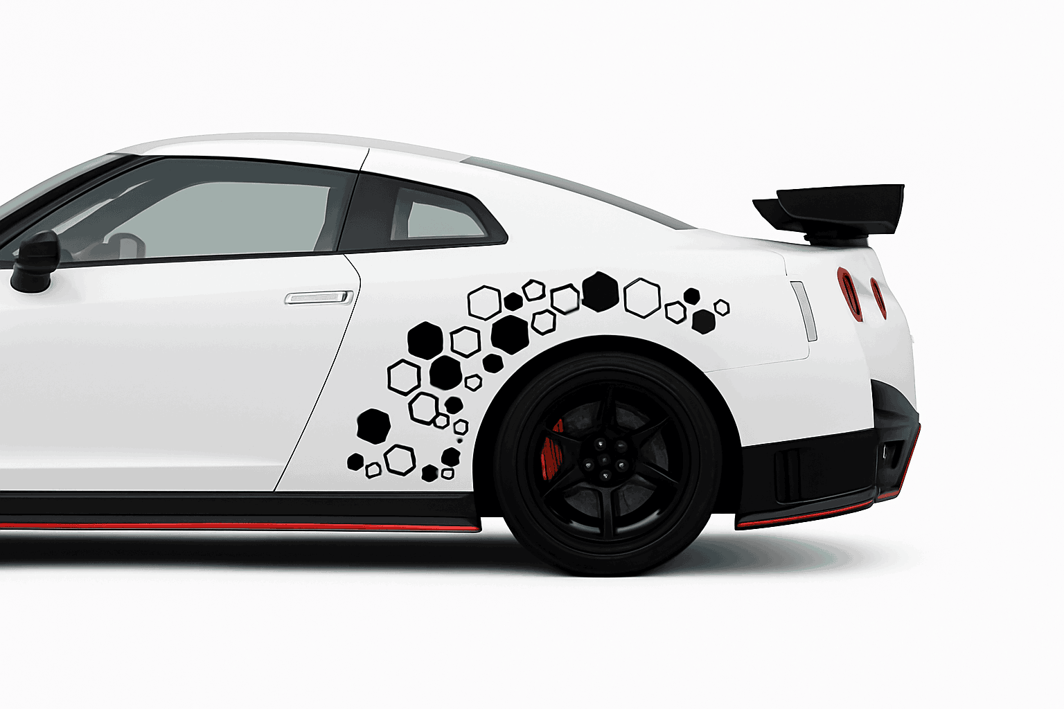 Honeycomb Hexagon Car Vinyl Decals Waterproof Polygon Stickers-77.7x20.3cm / Glossy Black