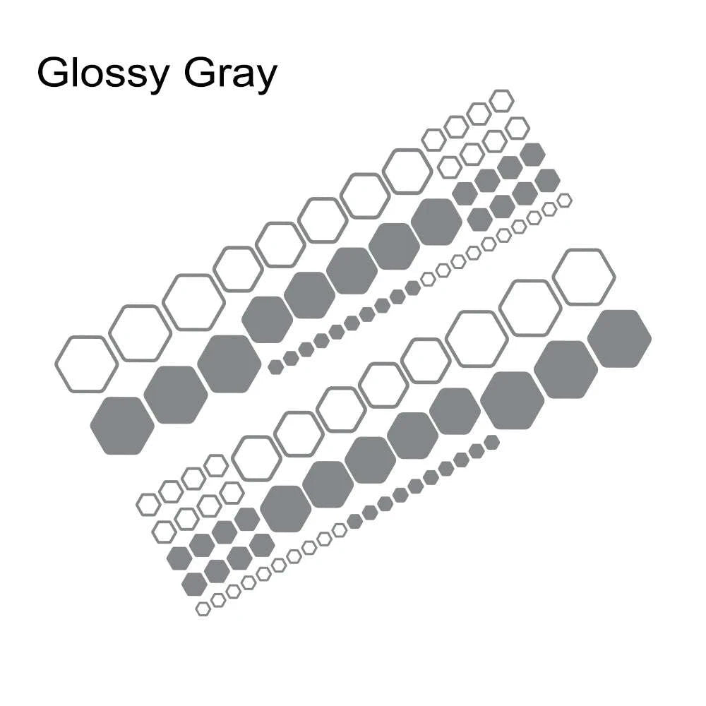 Honeycomb Hexagon Car Vinyl Decals Waterproof Polygon Stickers-77.7x20.3cm / Glossy Black
