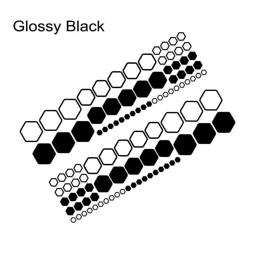 Honeycomb Hexagon Car Vinyl Decals Waterproof Polygon Stickers-77.7x20.3cm / Glossy Black