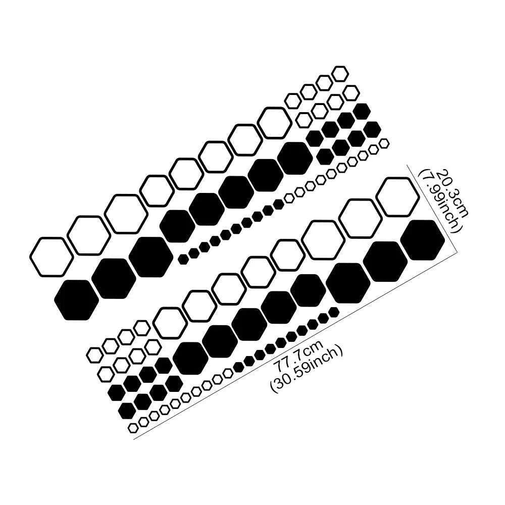 Honeycomb Hexagon Car Vinyl Decals Waterproof Polygon Stickers-77.7x20.3cm / Glossy Black