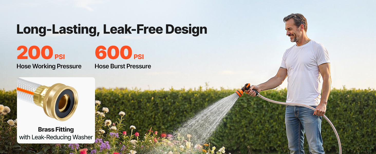 Retractable Hose Reel 1/2 Inch Wall-Mounted with 180° Swivel Bracket and 9-Pattern Nozzle