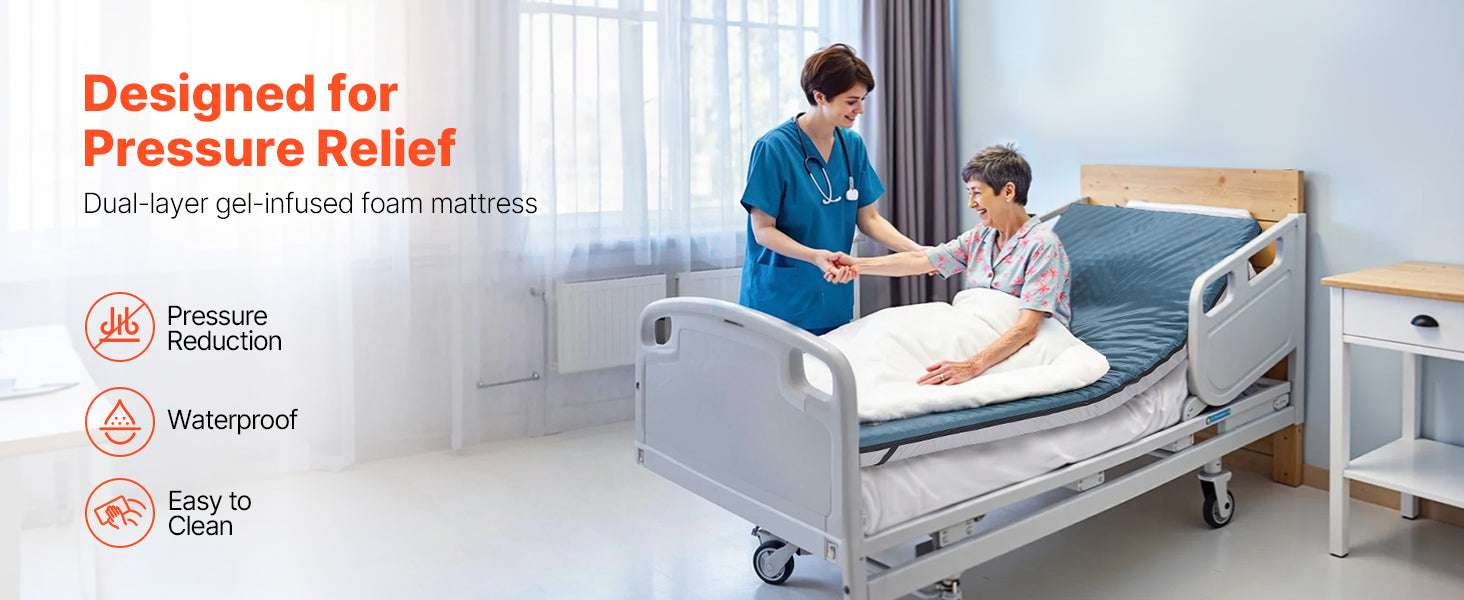 Hospital Bed Mattress with Dual-Layer Foam & Pressure Relief Support-300lbs 76x34x3.5in / United States
