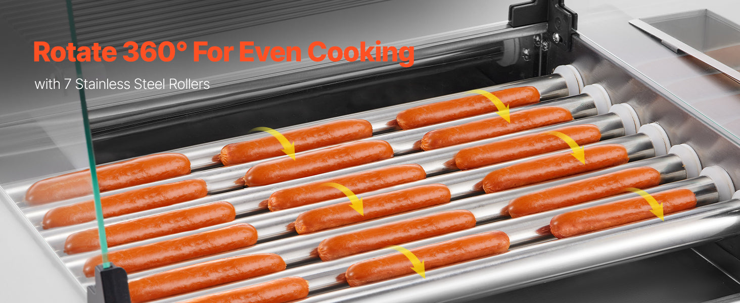 Grătar rotativ pentru hot dog din oțel inoxidabil cu control dublu al temperaturii