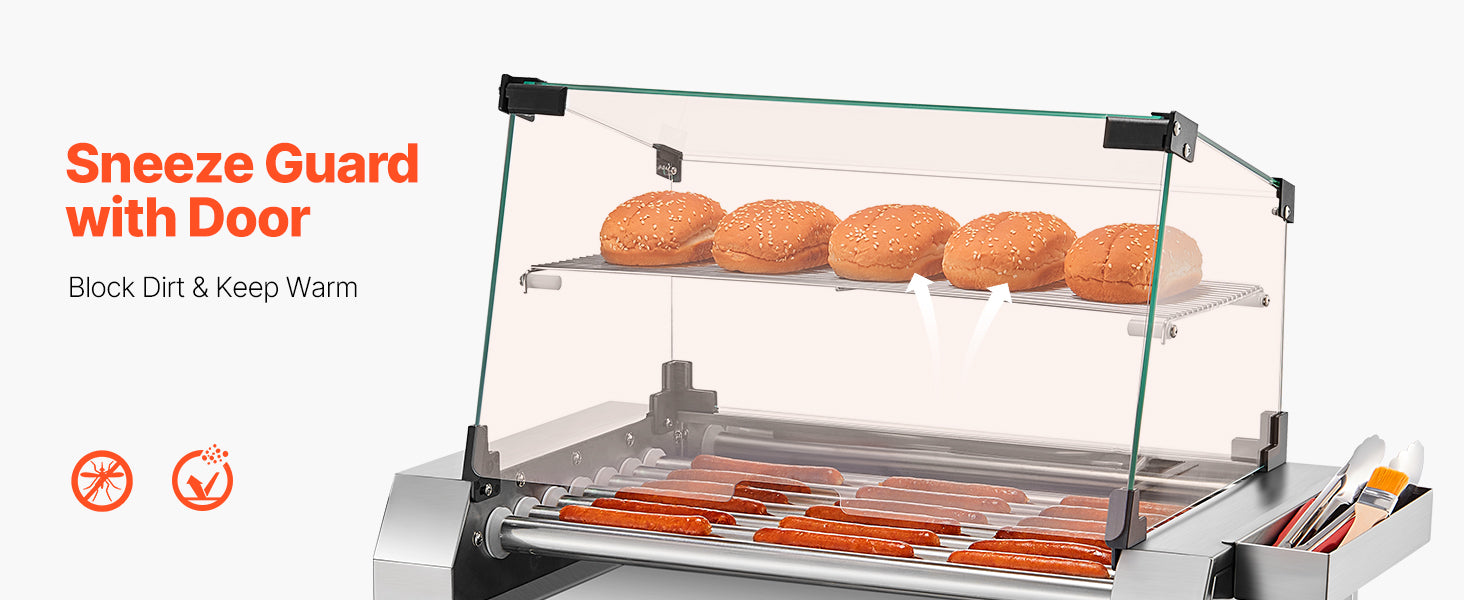 Grătar rotativ pentru hot dog din oțel inoxidabil cu control dublu al temperaturii