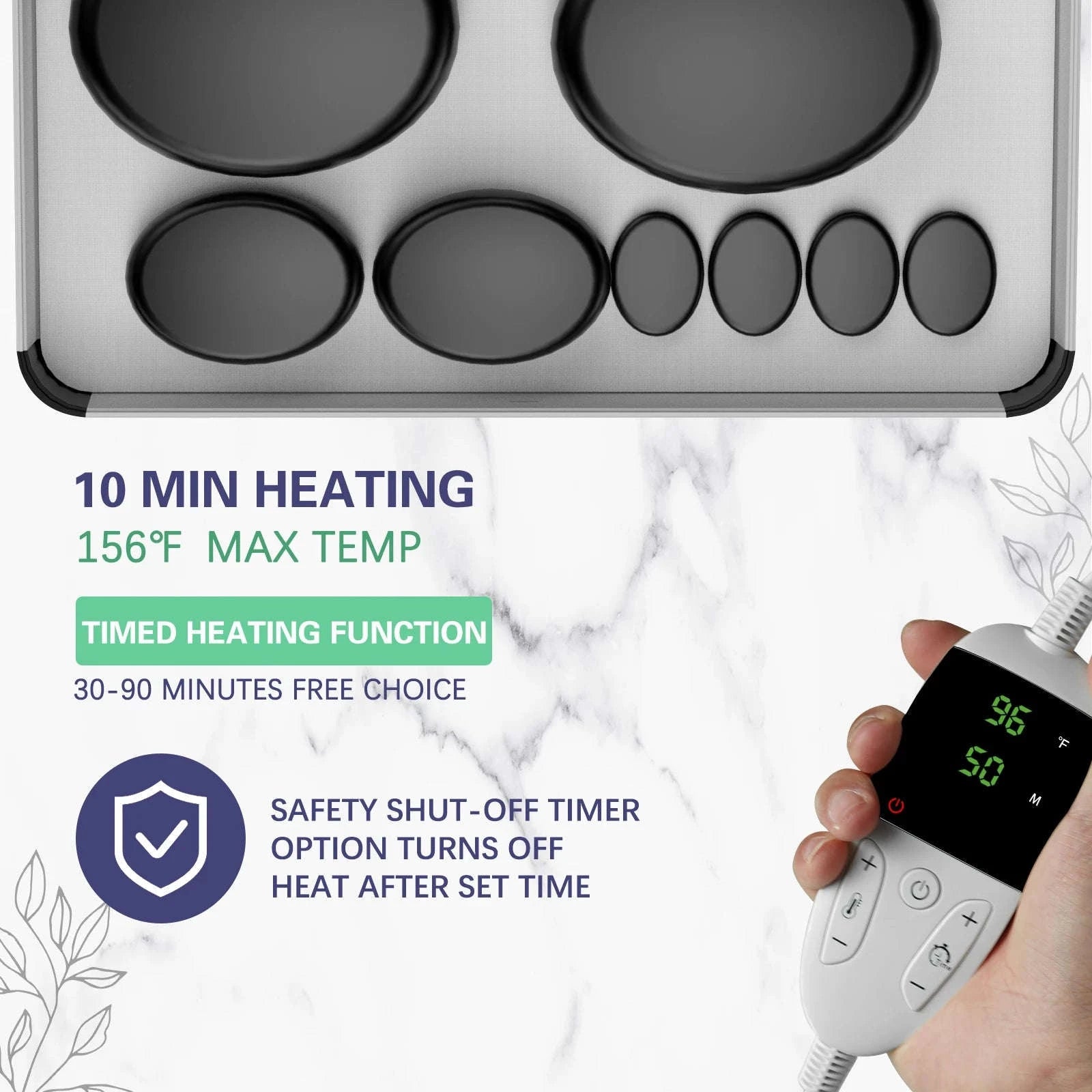 Hot Stones Massage Set with Temperature Adjustment-20PCS SET / United States
