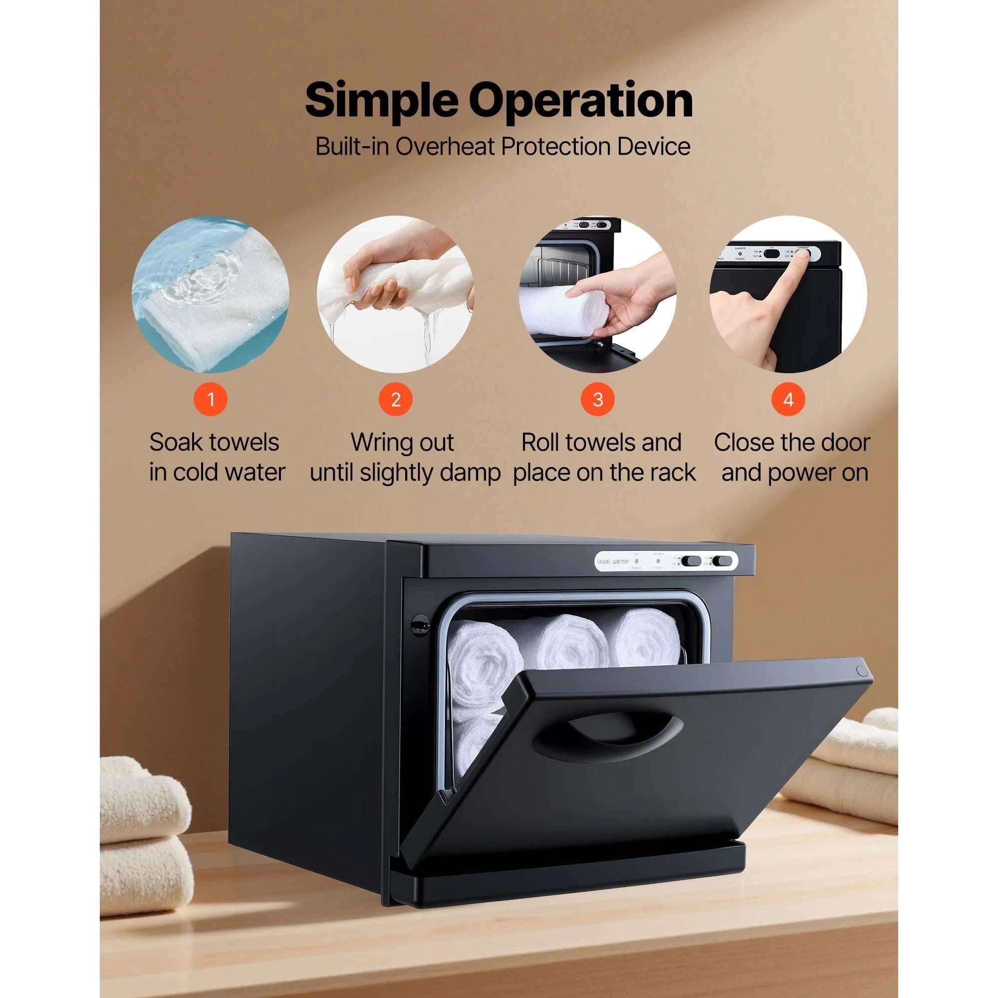 Hot Towel Warmer Cabinet 1.76gal with Steam Heating & Disinfection-8L 110V / United States