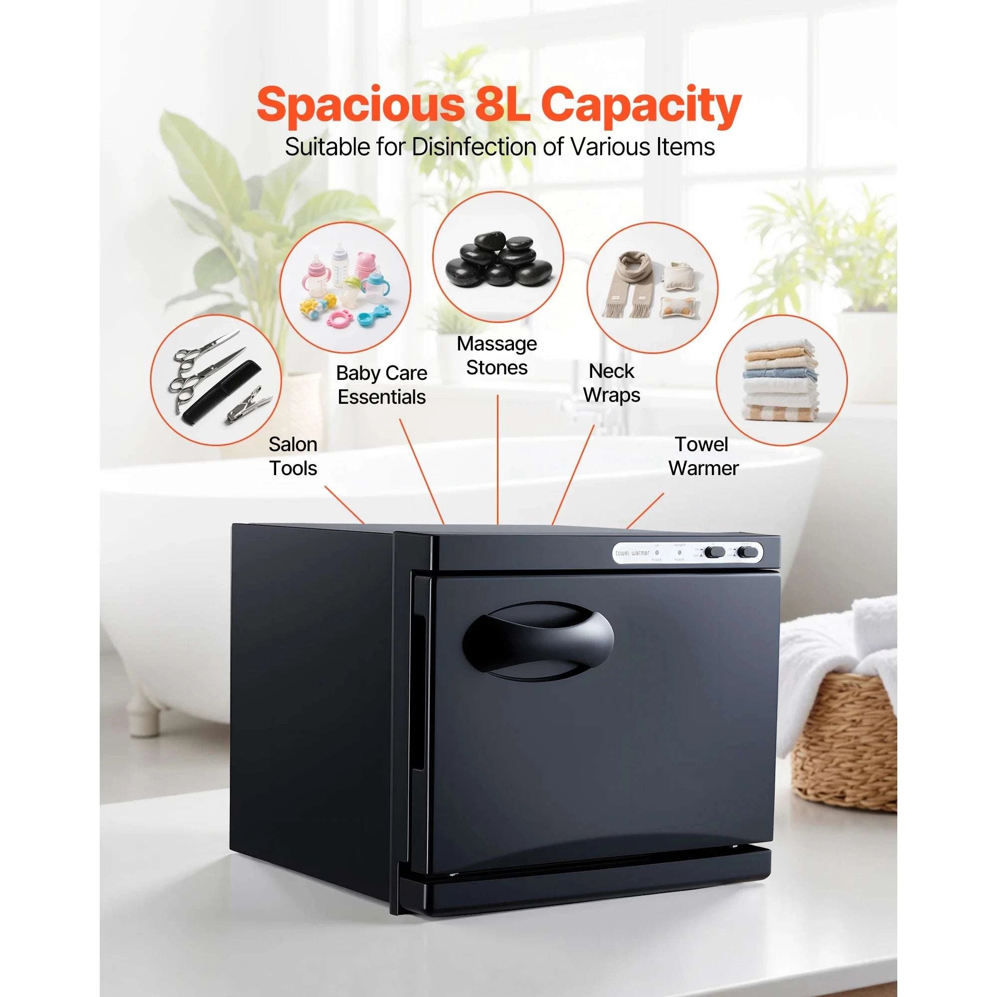 Hot Towel Warmer Cabinet 1.76gal with Steam Heating & Disinfection-8L 110V / United States