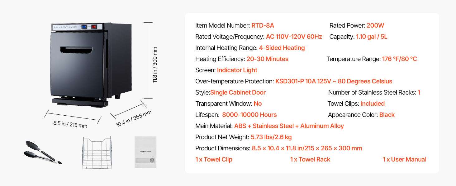 Hot Towel Warmer Cabinet with Steam Heating – Fast 5-Min Heat-23L Black / United States