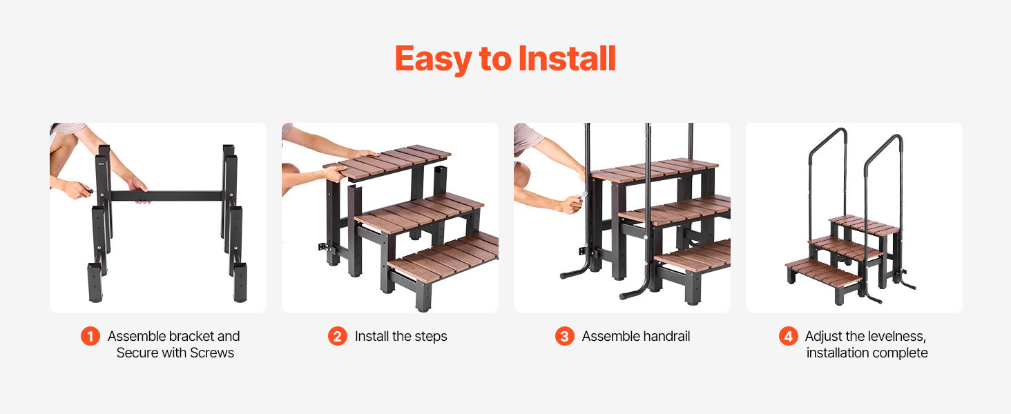 Escalier de spa SucceBuy 550 lb avec rampe, 3 marches, largeur 25,2 pouces, pour spa hors sol/gonflable, échelle de piscine pour porche, patio et remorques