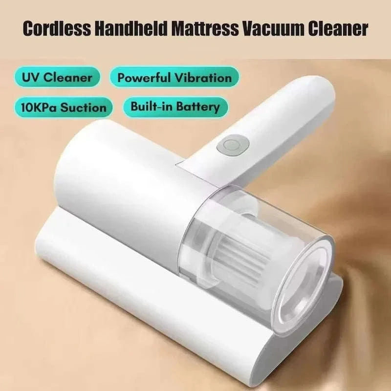 Household Mattress Vacuum Cleaner with UV Sterilization-WHITE 3.7V