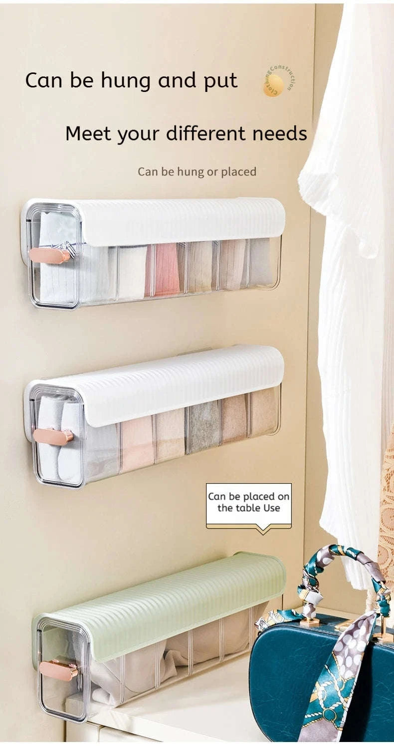 Household Underwear Organizer with Dust‑Proof Push‑Pull Drawer-Light Yellow / 6-10 Cells