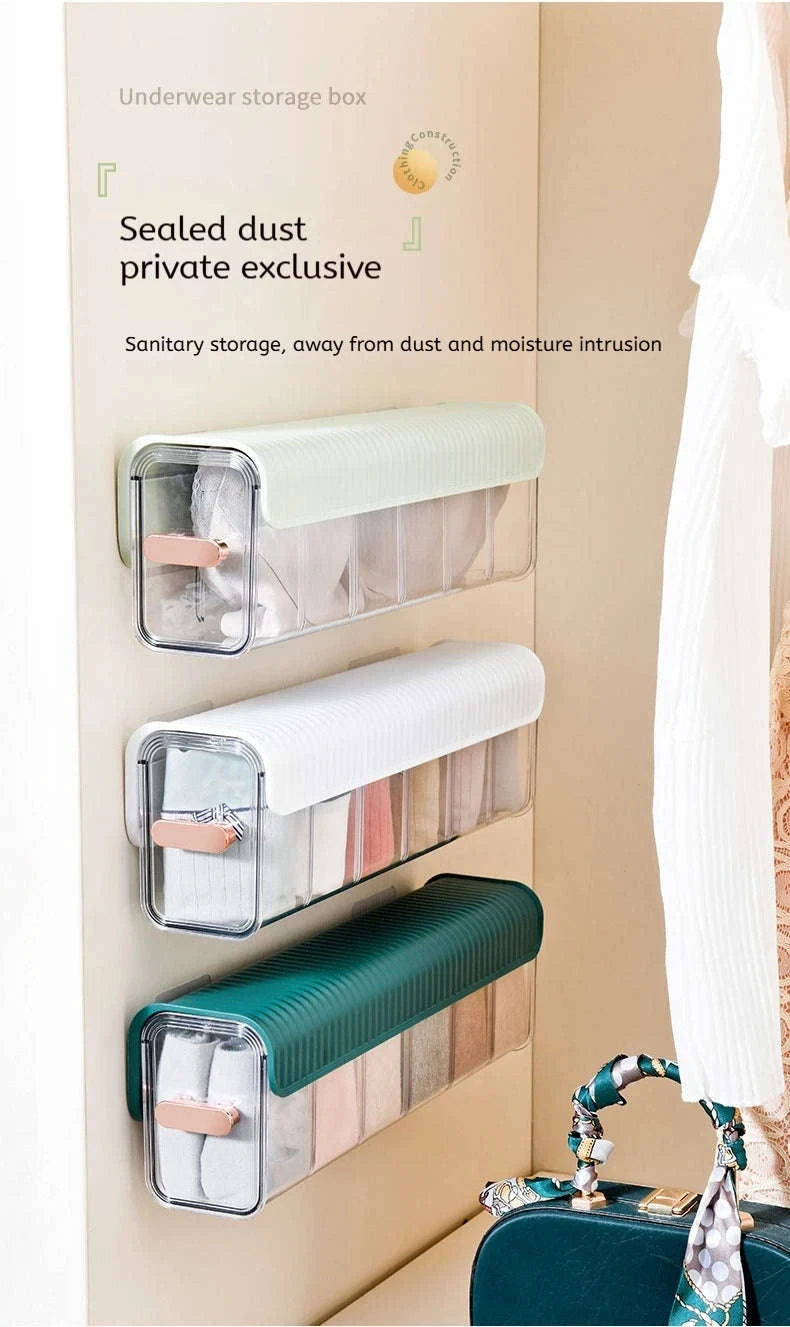 Household Underwear Organizer with Dust‑Proof Push‑Pull Drawer-Light Yellow / 6-10 Cells