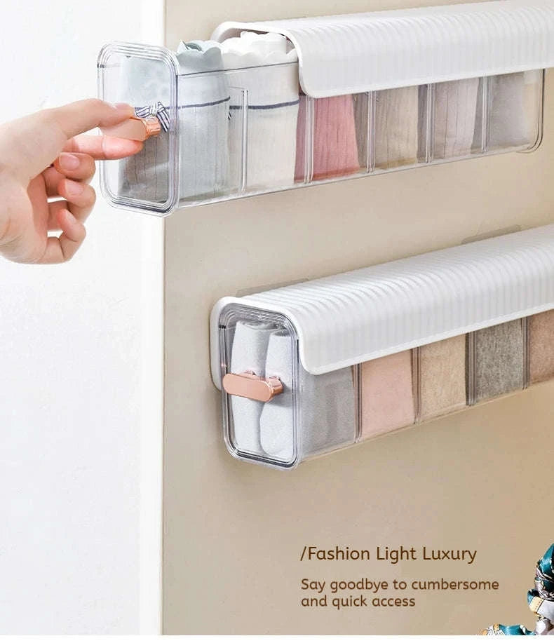 Household Underwear Organizer with Dust‑Proof Push‑Pull Drawer-Light Yellow / 6-10 Cells