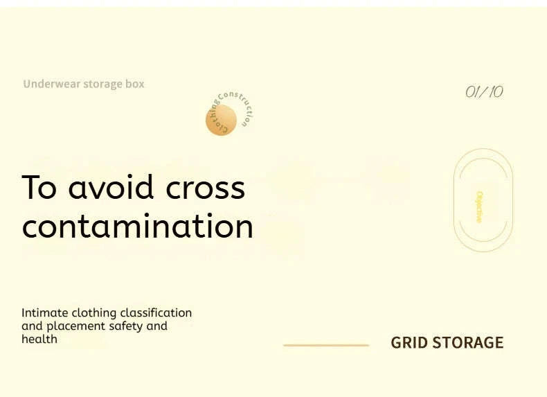 Household Underwear Organizer with Dust‑Proof Push‑Pull Drawer-Light Yellow / 6-10 Cells