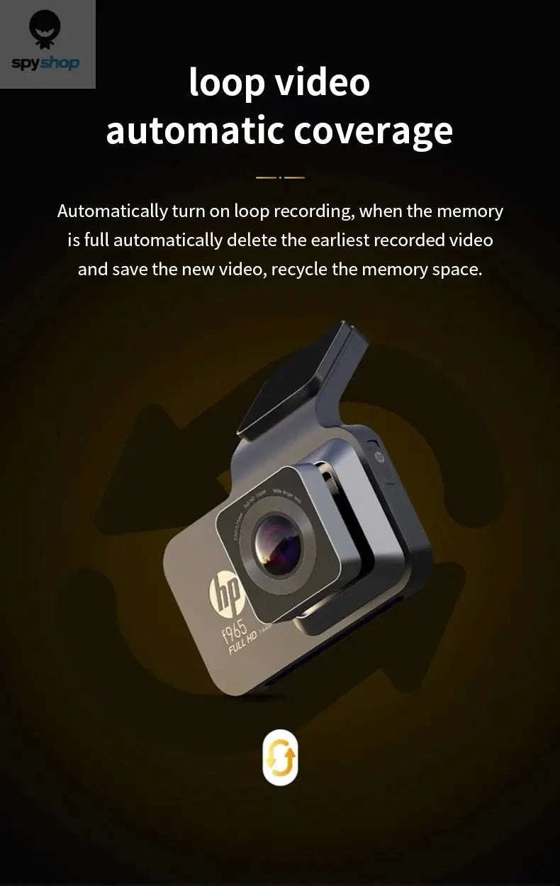 HP F965W Car Dash Cam – 2K Recording, WiFi, Night Vision-(Dual Lens)NoCard