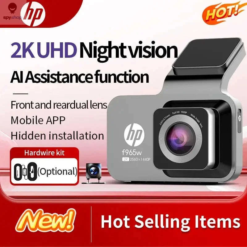 HP F965W Car Dash Cam – 2K Recording, WiFi, Night Vision-(Dual Lens)NoCard