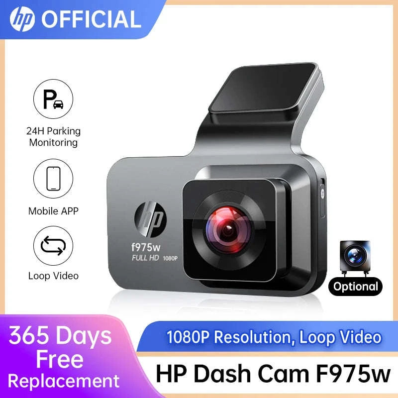 HP F975 1080P Dash Cam with WiFi, Night Vision & Parking Monitor-F975(Front)hk / 64G