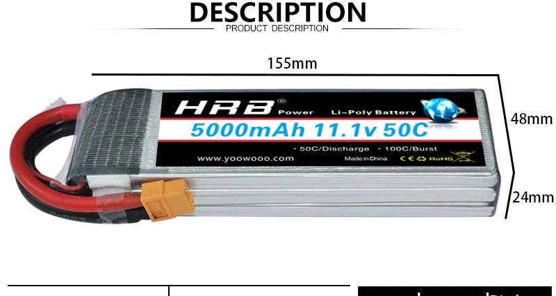 HRB LiPo Battery for RC Models-11.1V 4000mah XT60 / france