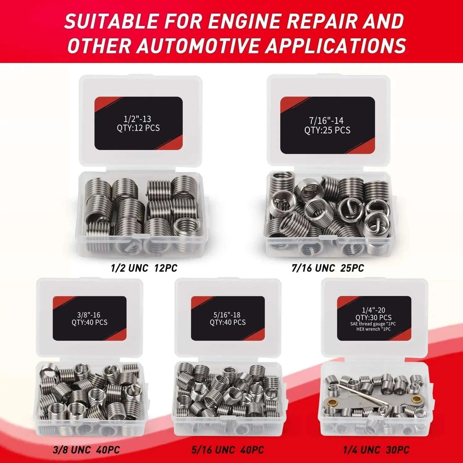 HSS Helicoil Thread Repair Kit SAE and Metric with Thread Gauge-United States