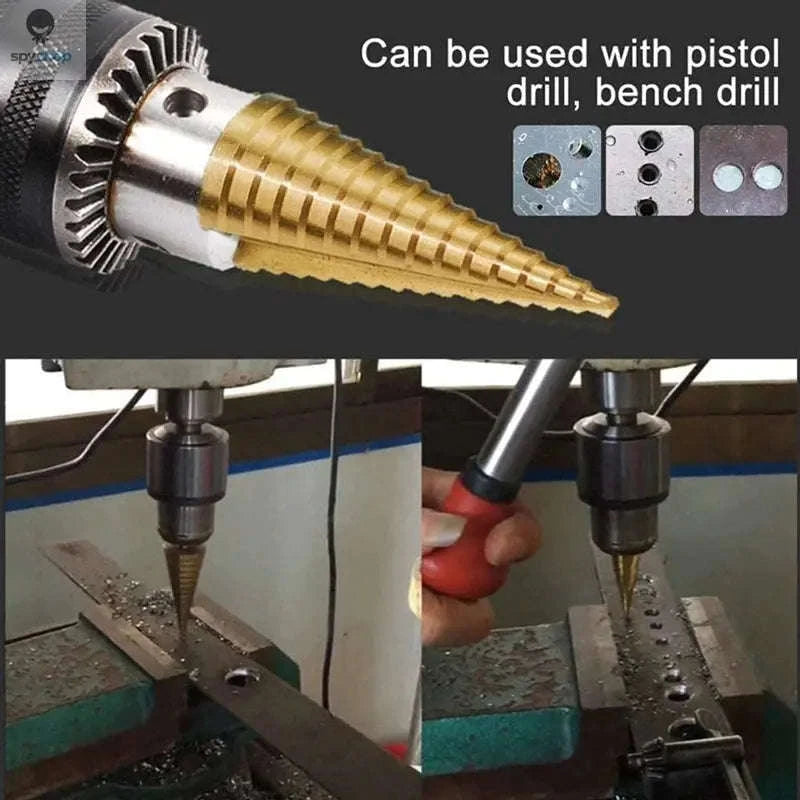 HSS Titanium Coated Step Drill Bit – Smooth Multi‑Size Drilling for Metal and Wood-3PC 4-12 4-12 4-20 / Hexagonal