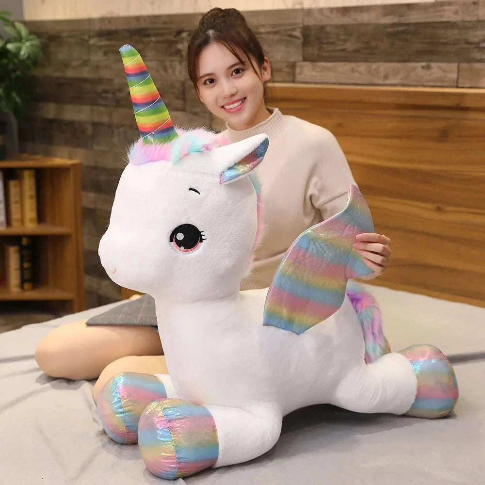 Huggable Soft Unicorn Dream Rainbow Plush Toy-WHITE / 80cm