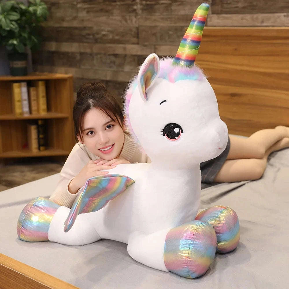 Huggable Soft Unicorn Dream Rainbow Plush Toy-WHITE / 80cm