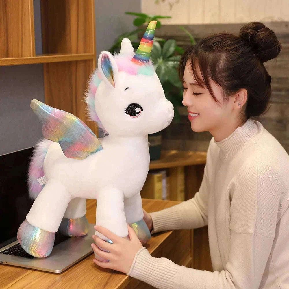 Huggable Soft Unicorn Rainbow Plush Toy for Cozy Comfort-WHITE / 80cm