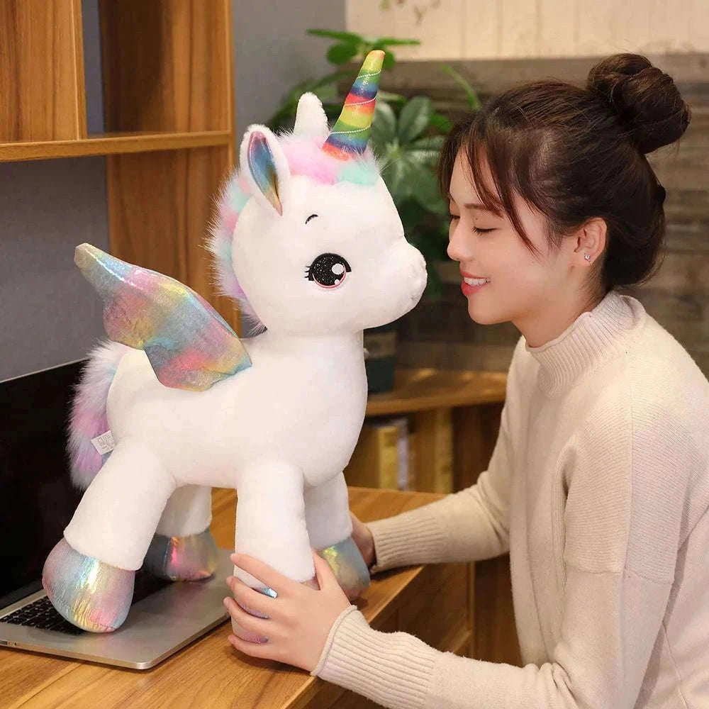 Huggable Soft Unicorn Rainbow Plush Toy for Cozy Comfort-WHITE / 80cm