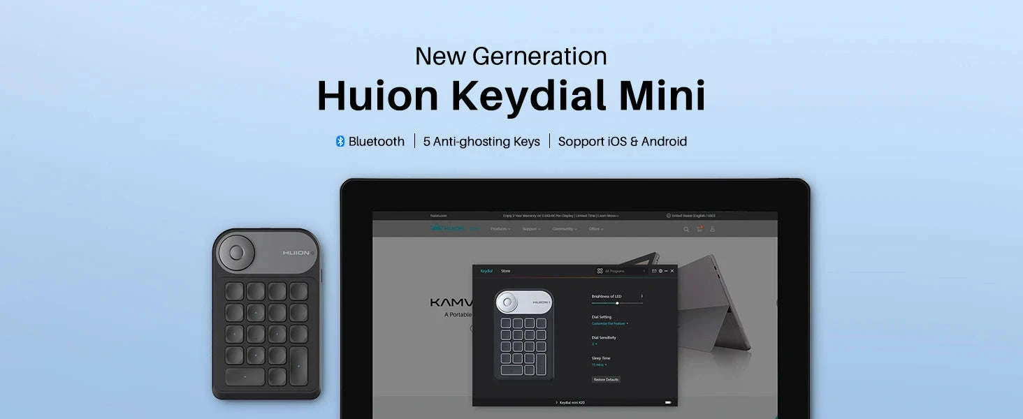Huion Keydial Mini Keyboard K20 for Creative Workflows-K20 / United States