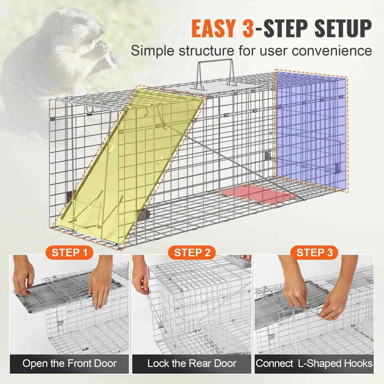 Humane Folding Live Animal Cage Trap with Handle-32 / Poland