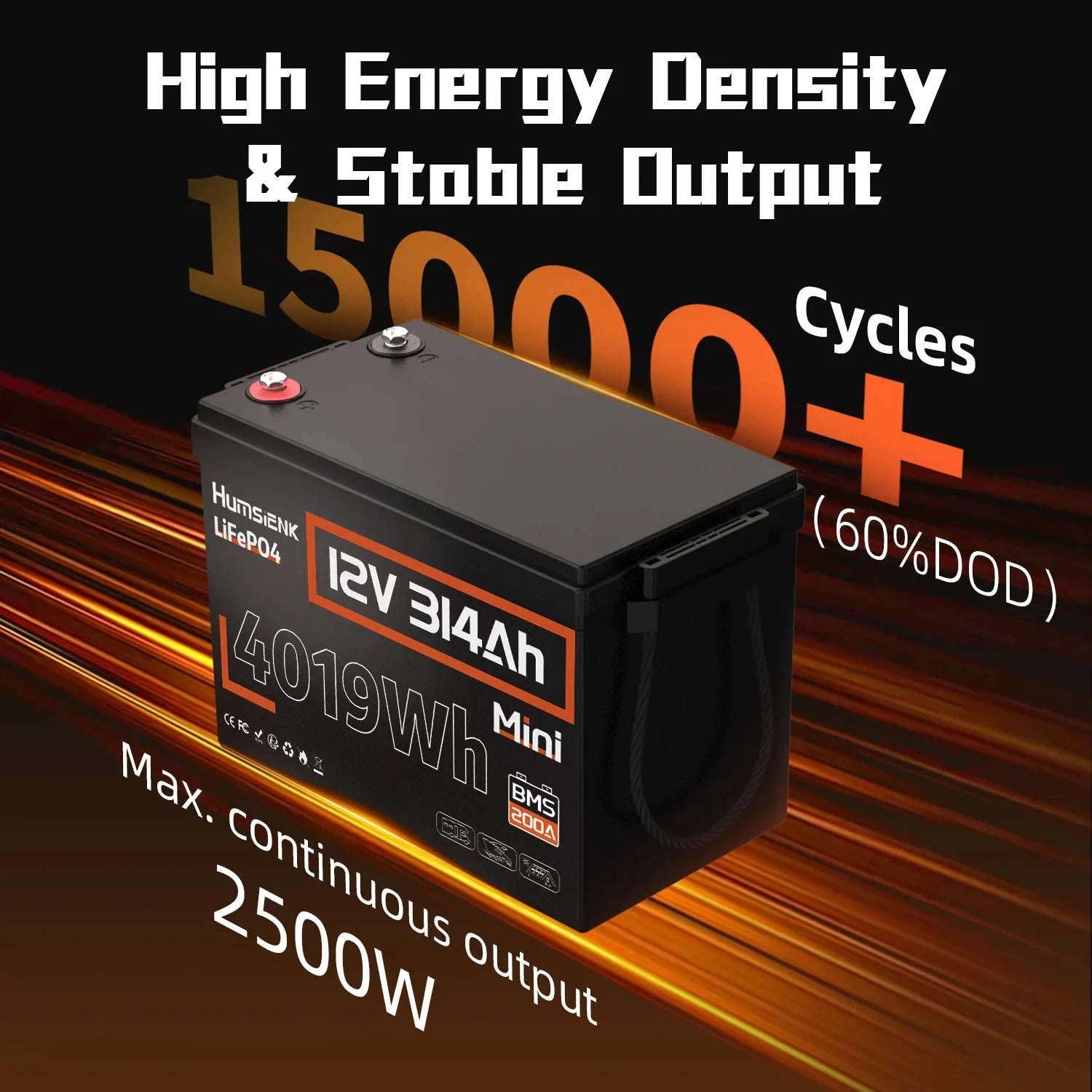 Humsienk 12V LiFePO4 Battery for Solar, RV, Marine Use-12V 100AH / United States