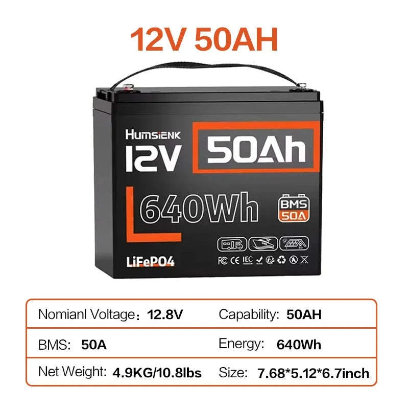 Humsienk 12V LiFePO4 Battery for Solar, RV, Marine Use-12V 100AH / United States