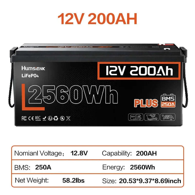 Humsienk 12V LiFePO4 Battery for Solar, RV, Marine Use-12V 100AH / United States