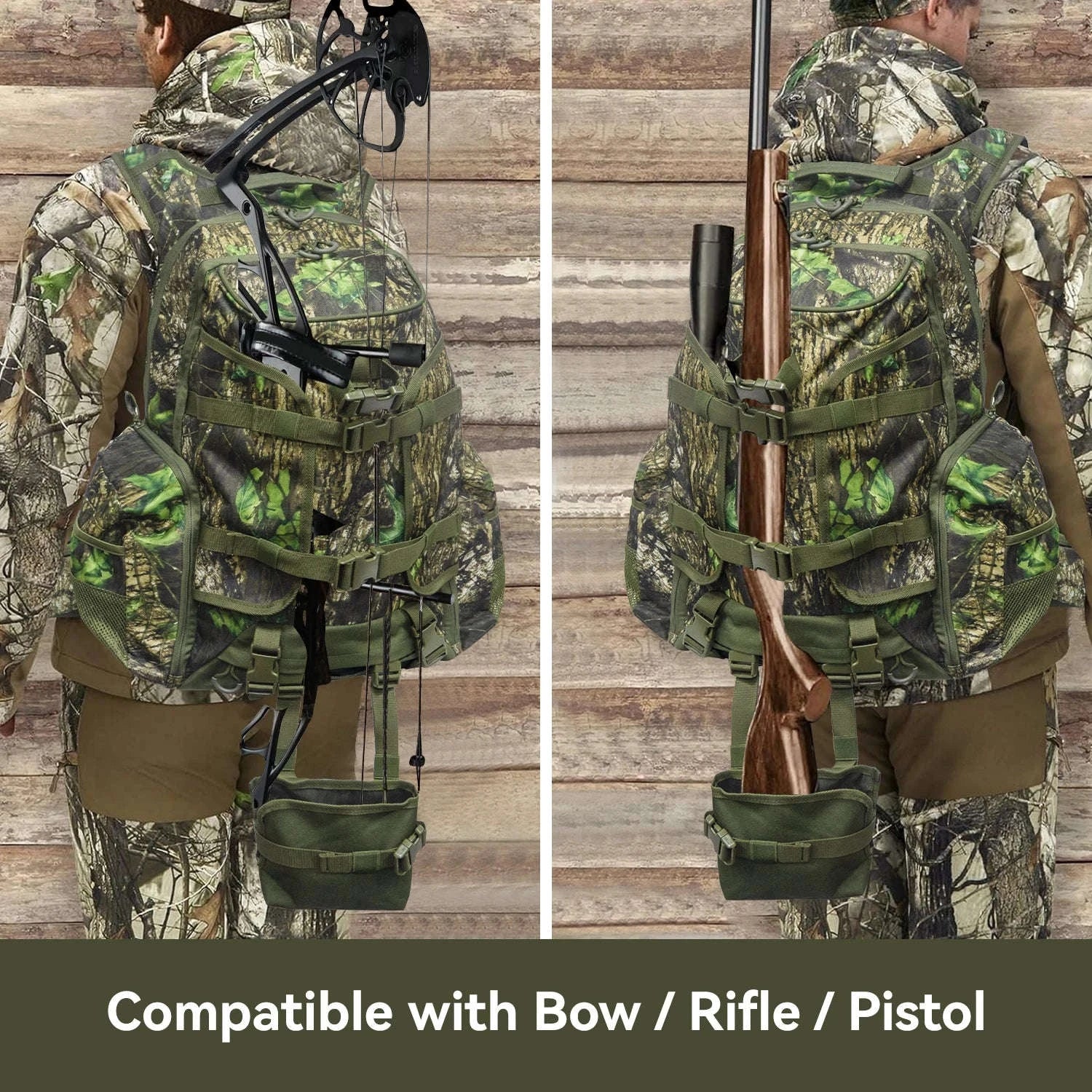 Hunting Backpack with Rifle Holder, 35L Outdoor Carry Pack-Brown