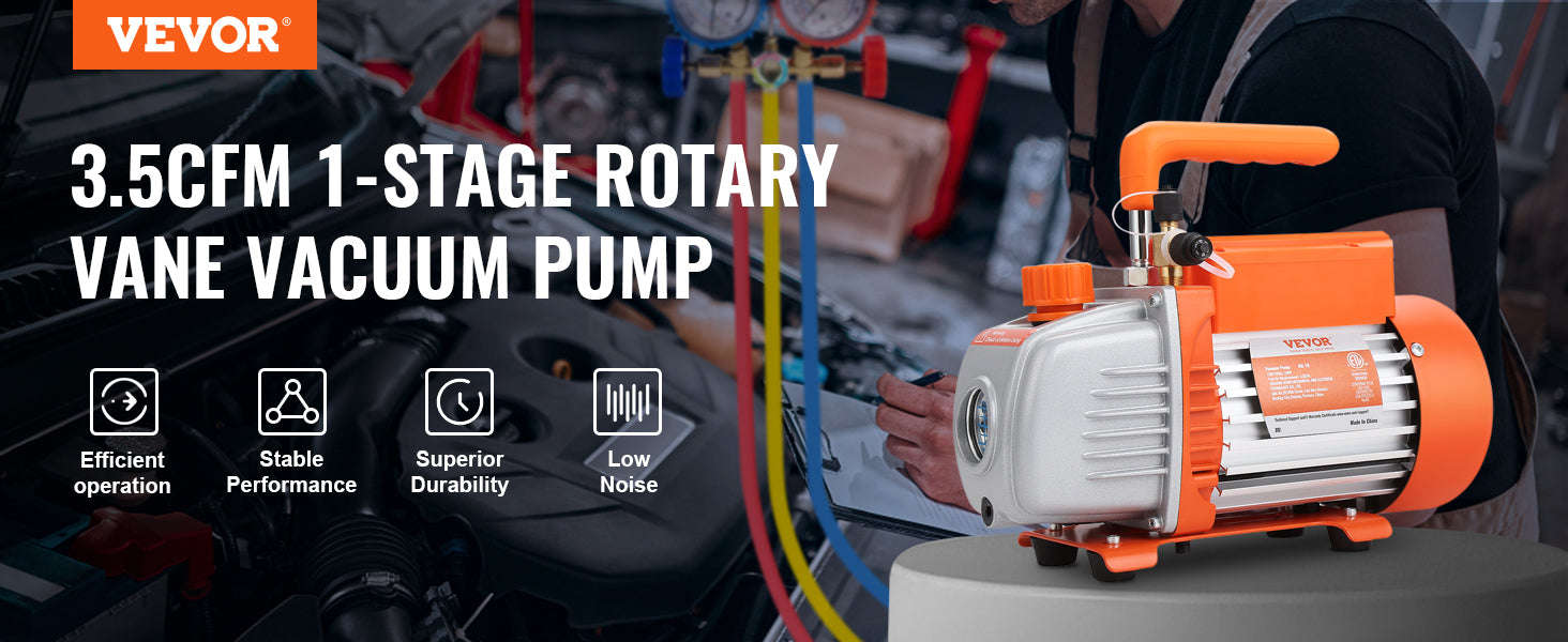 HVAC Vacuum Pump 1 & 2 Stage 3.5–7 CFM AC120V Refrigeration Tool-5CFM 250W 2 Stage / United States
