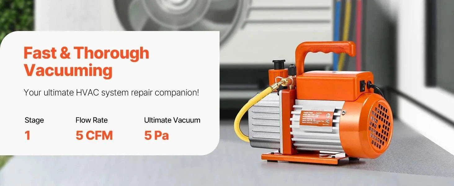 HVAC Vacuum Pump 3.5–9 CFM Single & Dual Stage for AC Systems-5CFM 1-2HP 1 Stage / EU / CZECH REPUBLIC