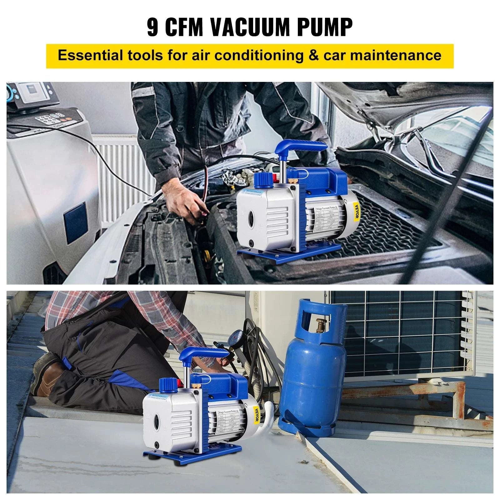 HVAC Vacuum Pump 6–12 CFM Dual Stage 1HP AC Service Tool-9 CFM 1 HP / spain